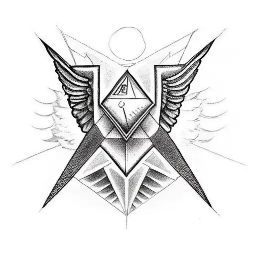 Illuminati Triangle With Black Angel Wings