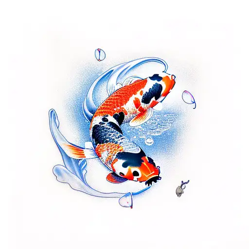 Koi Fish And Water Lillis