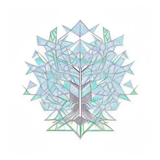 A Geometric Tree Design Incorporating Mathematical Symbols And Patterns