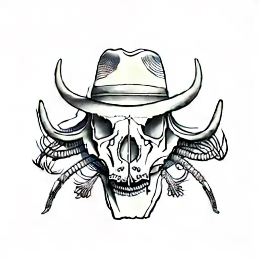 A Cow Skull And A Cowboy Hat