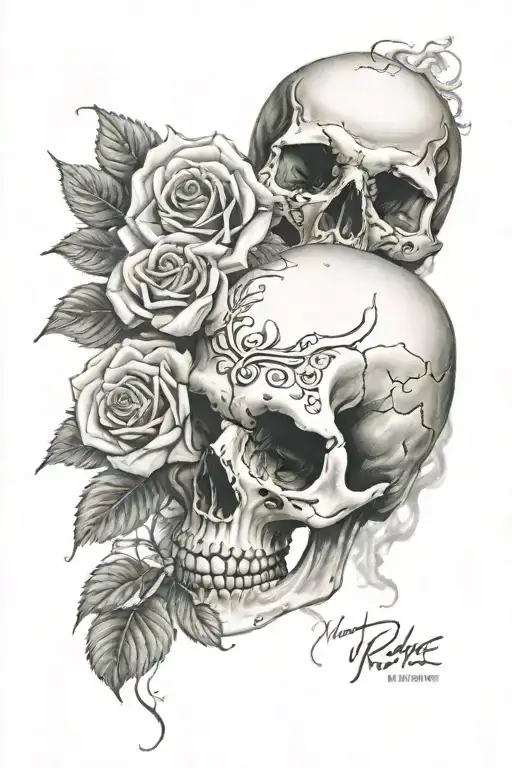 Skull And Rose With Smoke