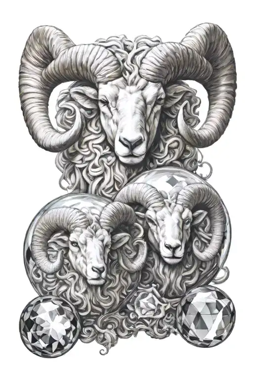 Two Ram Heads And A Crystal Ball