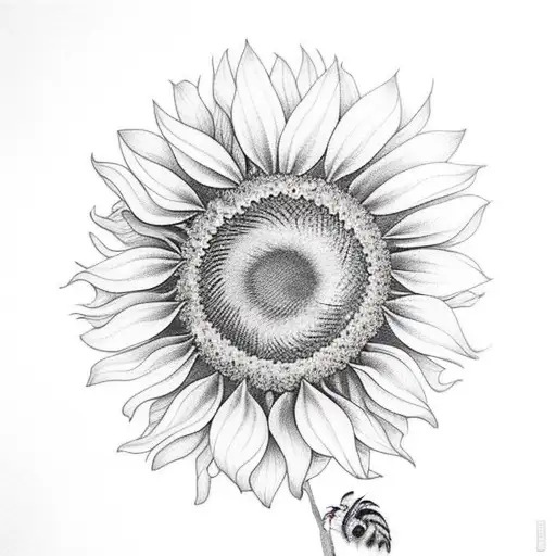 Sunflower With Honey Bee