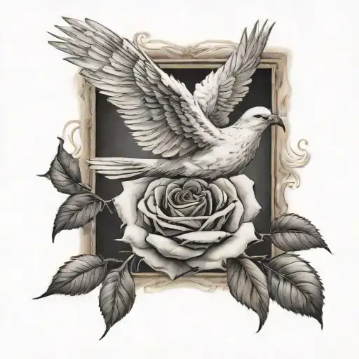 Rose With 2 Doves Flying And The Words Rest In Peace Granny