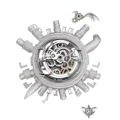 Dragon Made Of Clockwork Gears Guarding Gold