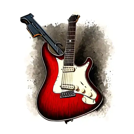 Red 12 String Guitar With A Shotgun For The Neck