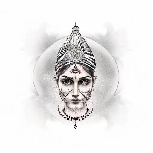 American India Theme Female Face Arm Sleee