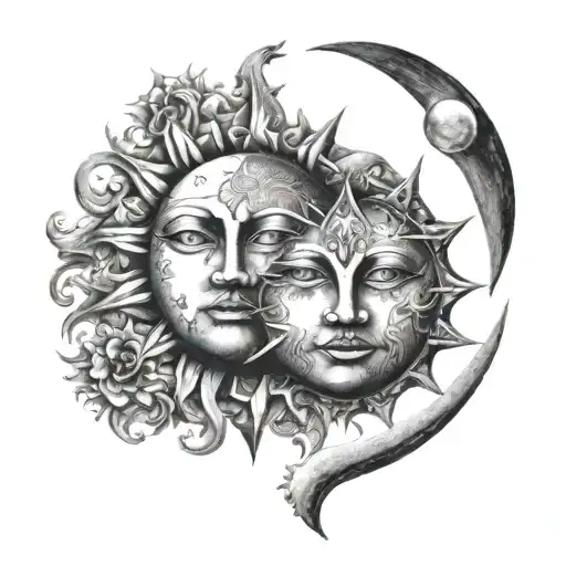 Sun And Moon Together Symbolizing
