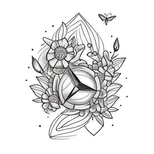 Arrow With Flowers And Butterflies Wrapping Around It