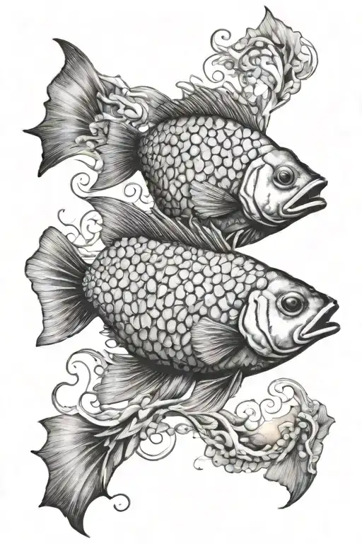 Fish Scales Intertwined With Sunrise Integrated