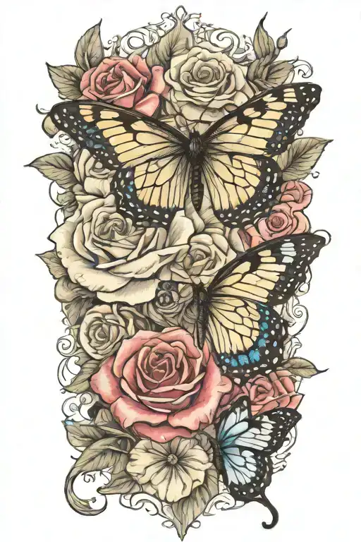 Roses Butter Fly With Petunia