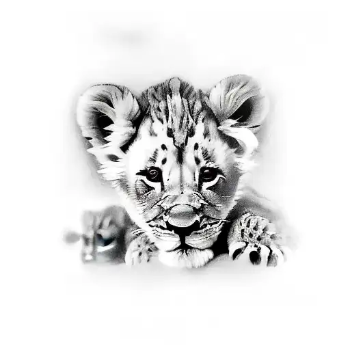 3 Baby Lion Cubs On Top Of Each Other