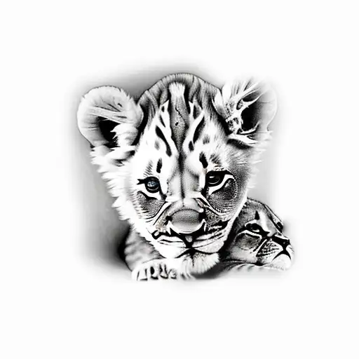 3 Baby Lion Cubs On Top Of Each Other