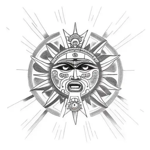 Aztec Sun God Tattoo Design