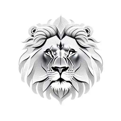 Lion Head Half Realistic Half Geometric