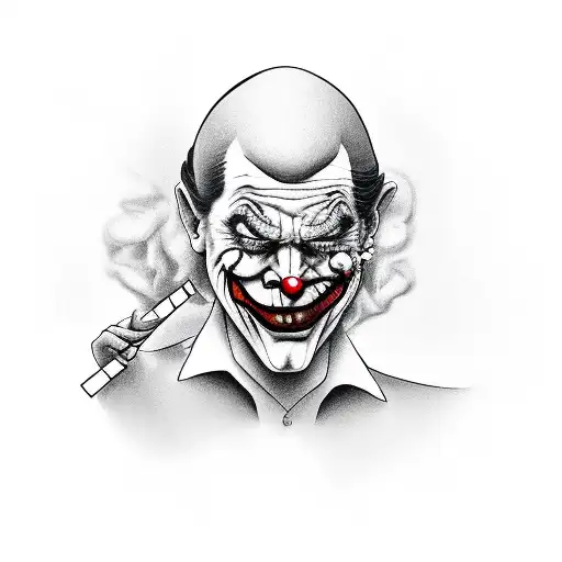 Sad Joker Smoking A Cigarette