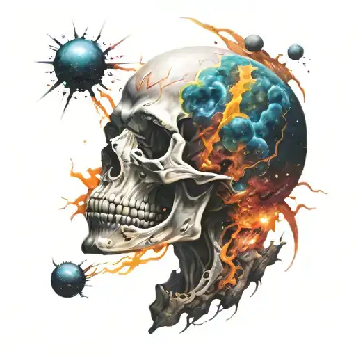 A Cosmic Skull Engulfed In A Vibrant Supernova Explosion