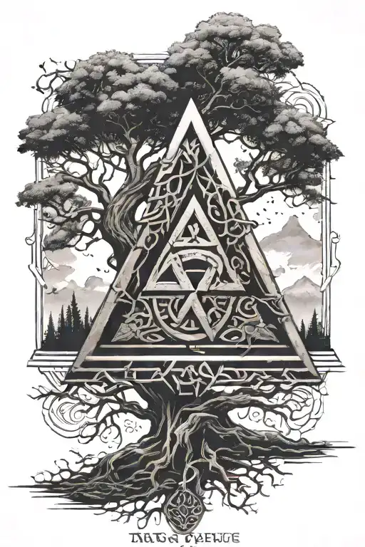 Valknut With Tree Of Life