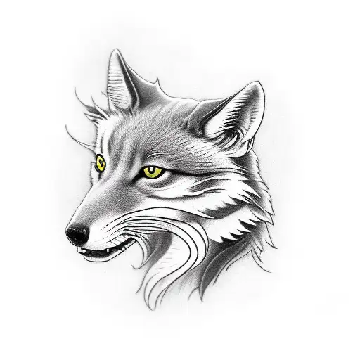 A Realistic Portrait Of A Kitsune With A Cinematic Film Strip Weaving Through Its Tails