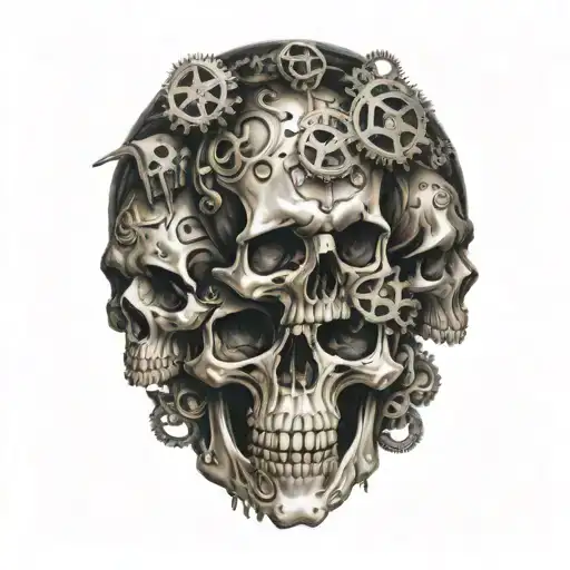 Skulls And Gears Forming The Shape