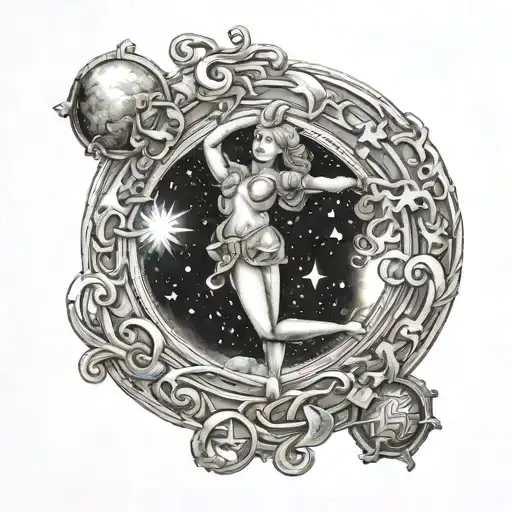 Moon And Aquarius Zodiac Sign