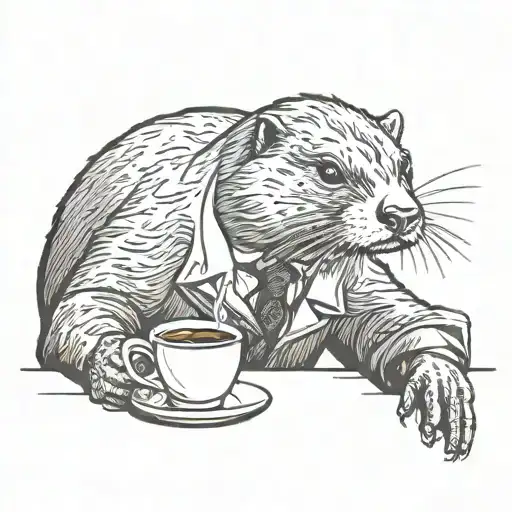 Detective Otter Sipping Coffee