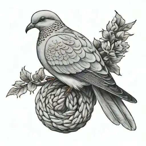 Dove Perched On A Coiled Viper