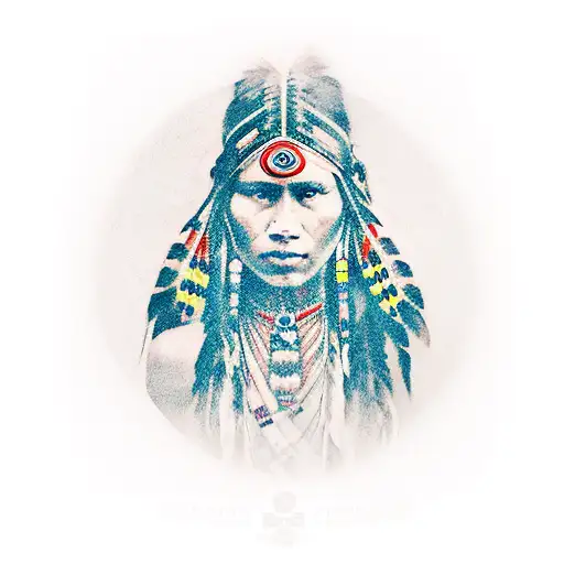 Native American Indian Girl With Red Stripe Across Her Eyes