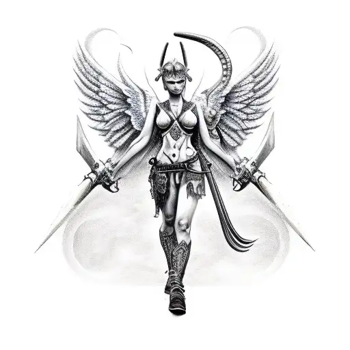 Warrior Angel With Devil