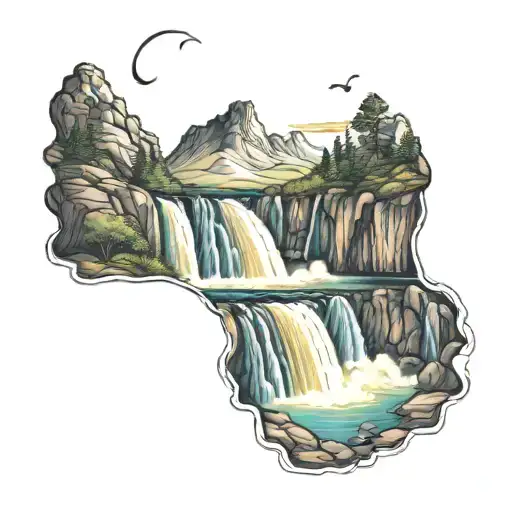 Waterfall Night Sky Rainbow