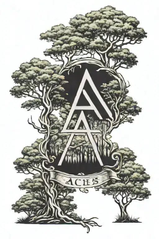 Atheist Symbol Spelling Out Aces In A Forest Landscape