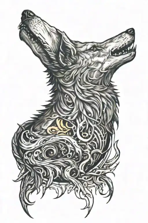 A Realistic Portrait Of Fenrir Devouring The Sun Rising