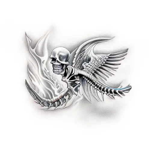 Skeletal Wing On Fire