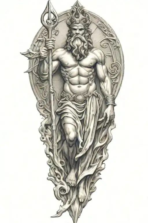 Poseidon Holding A Trident Emerging