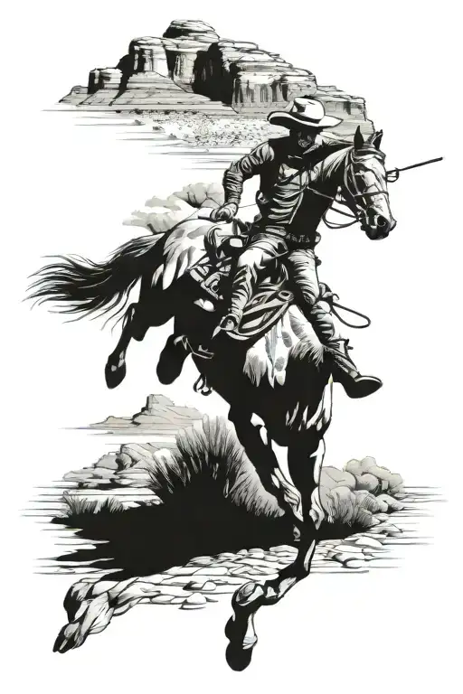 Horse Cowboy Riding Through Canyon Southwest Usa