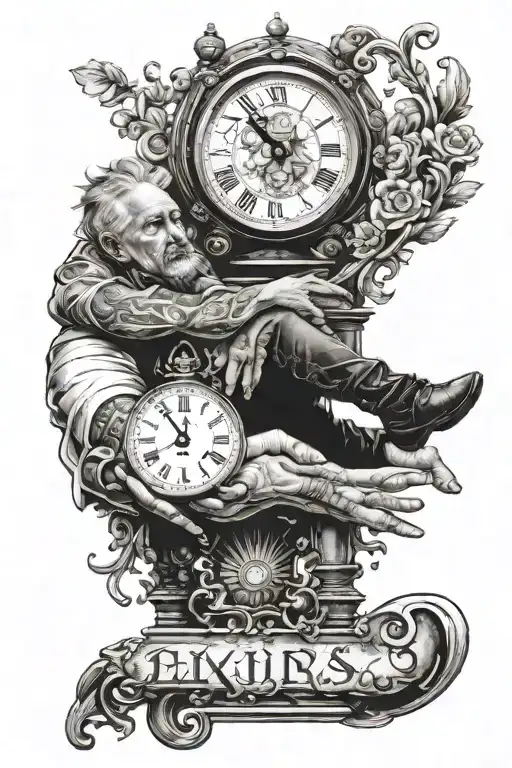 5 Kids Name Holding Dads Hand With Ancient Clock