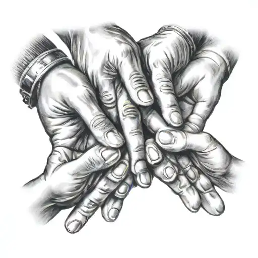 Dad Holding 5 Kids Hands