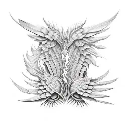 Half Skeletal Wing On Fire