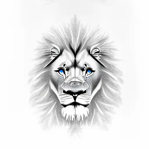 Lions Face With Trees And A Flying White Owl