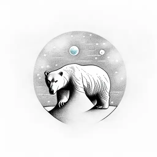 Full Polarbear On Ice With Dolphin Going Into The Sun