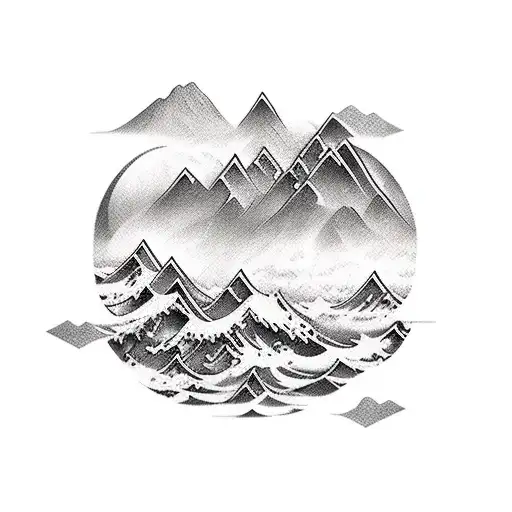 Ocean Waves Mountains Village