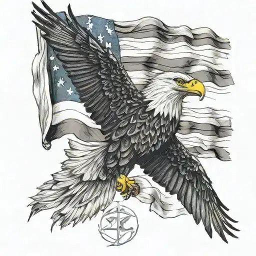 American Flag With Eagle Soaring