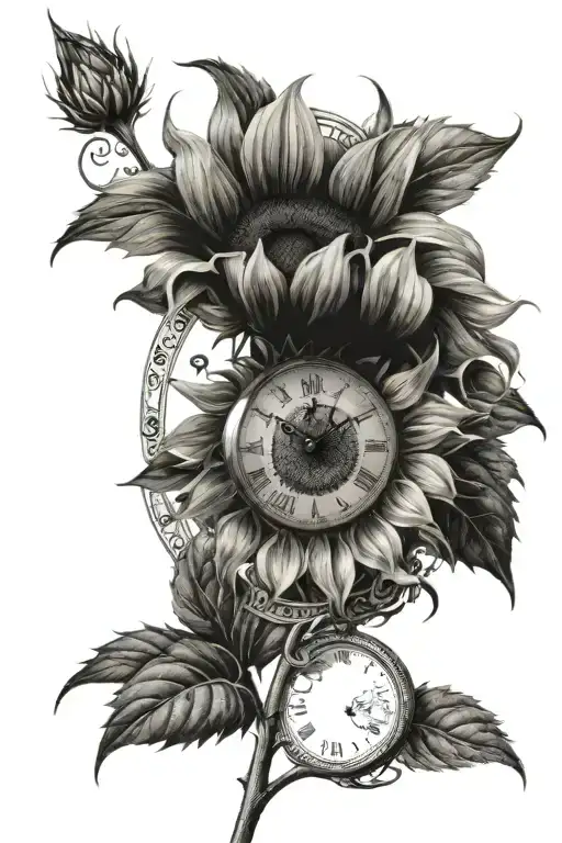 A Sunflower With A Clock Inside