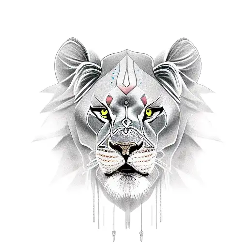 Fierce Lioness In An Egyptian Style