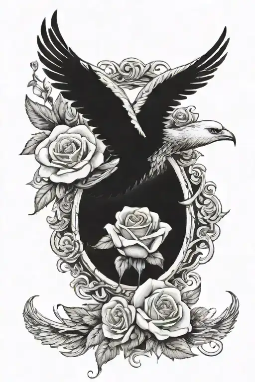 Wings Feathers Rose Horseshoe