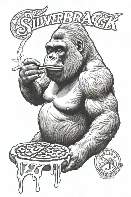 Silverback Gorilla Eating Pizza