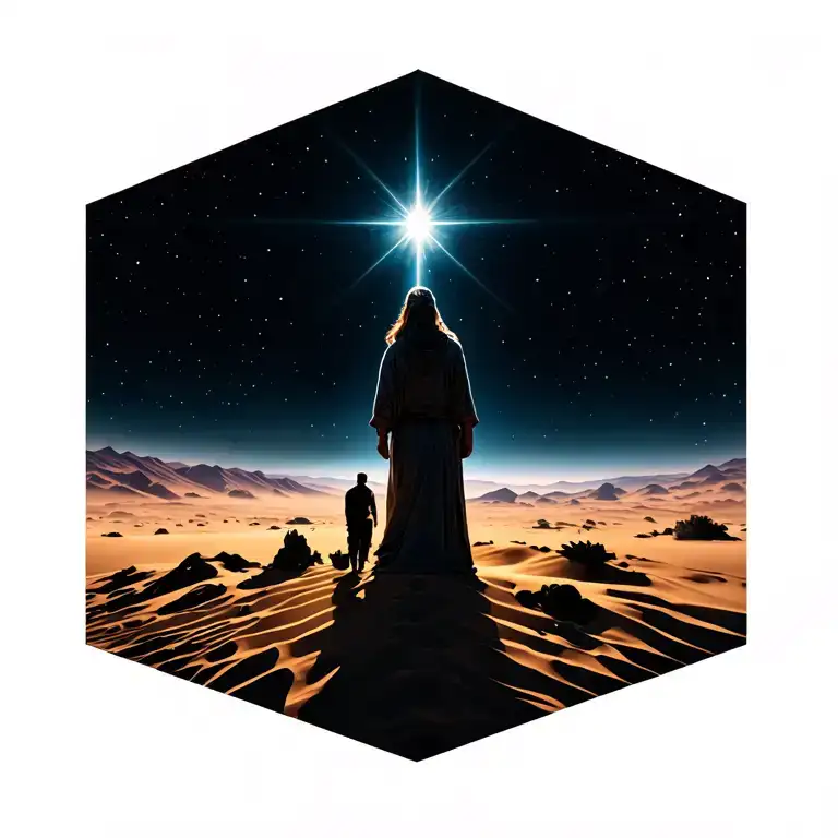 Plachers In The Desert Go To The Grief On The Top Of Which The Star Shines