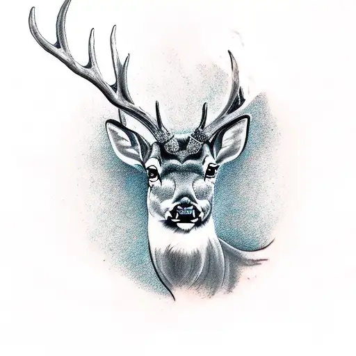 A Realistic Tattoo Of A Deer Standing In Front Of A Flaming Heart