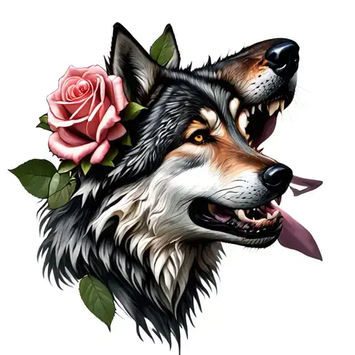 Rose Growing Out Of A Wolfs Howling