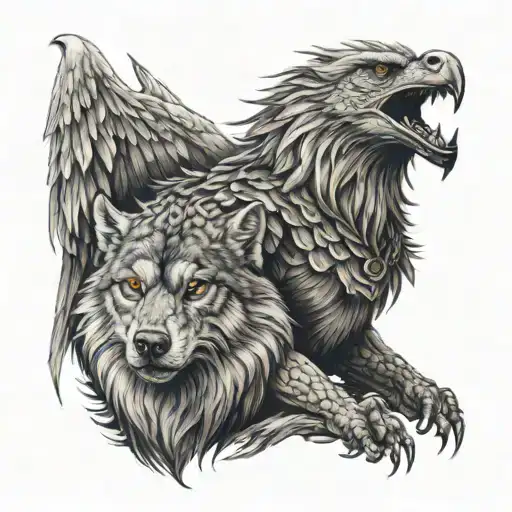 Wolf Dragon Eagle Sitting